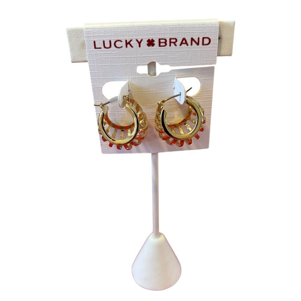 Lucky Brand Goldtone Cage Hoop Earrings.